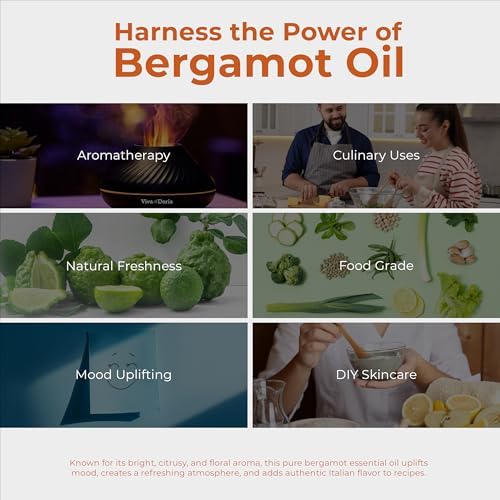 Viva Doria 100% Pure Bergamot Essential Oil, Undiluted, Food Grade, Italian Bergamot Oil, 1 Fluid Ounce (30 mL) Natural Aromatherapy Oil