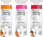 Once Upon a Farm Organic Fruit & Veggie Puffs Variety Pack, Apple Sweet Potato, Strawberry Sweet Potato, Mango Carrot, Coconut In All, Non-GMO, Puffed Sorghum Fruit & Veggie Snacks, 1.5oz