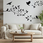Bird Tree Branch Wall Sticker Decal Black Vinyl Wall Art Decor Peel and Stick Living Room Home Decoration