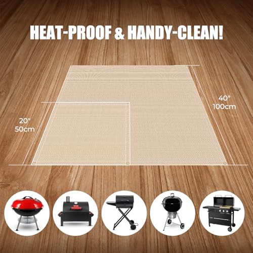 40"x 40" Fire Pit Mat - Fireproof & Heat Resistant Wood Stove Mat for Deck, Patio, Lawn - Fiberglass Insulation Floor Protector for Camping, BBQ, Tent Stoves
