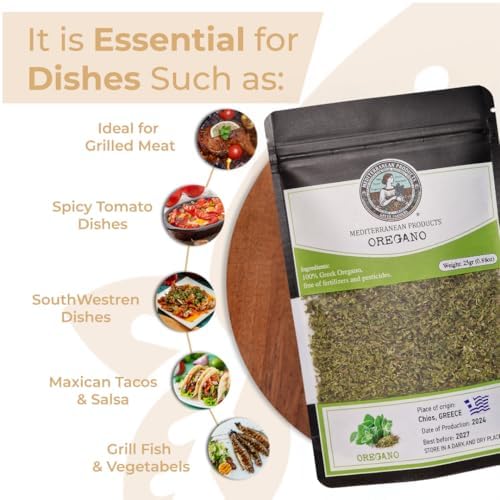 Mediterranea Products Greek Oregano – Traditionally Dried & Hand-Picked Premium Oregano Leaves – 100% Natural Dried Oregano Direct from Greek Farmers (25 Grams)