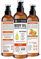 pureSCRUBS Ultra Moisturizing Citrus+ Body Oil Spray for Dry Skin, Massage, Cuticles & More Organic Super Blend of Jojoba, Argan, Coconut, Sweet Almond & Avocado Oils Enriched with Vitamin E, Lg 4oz