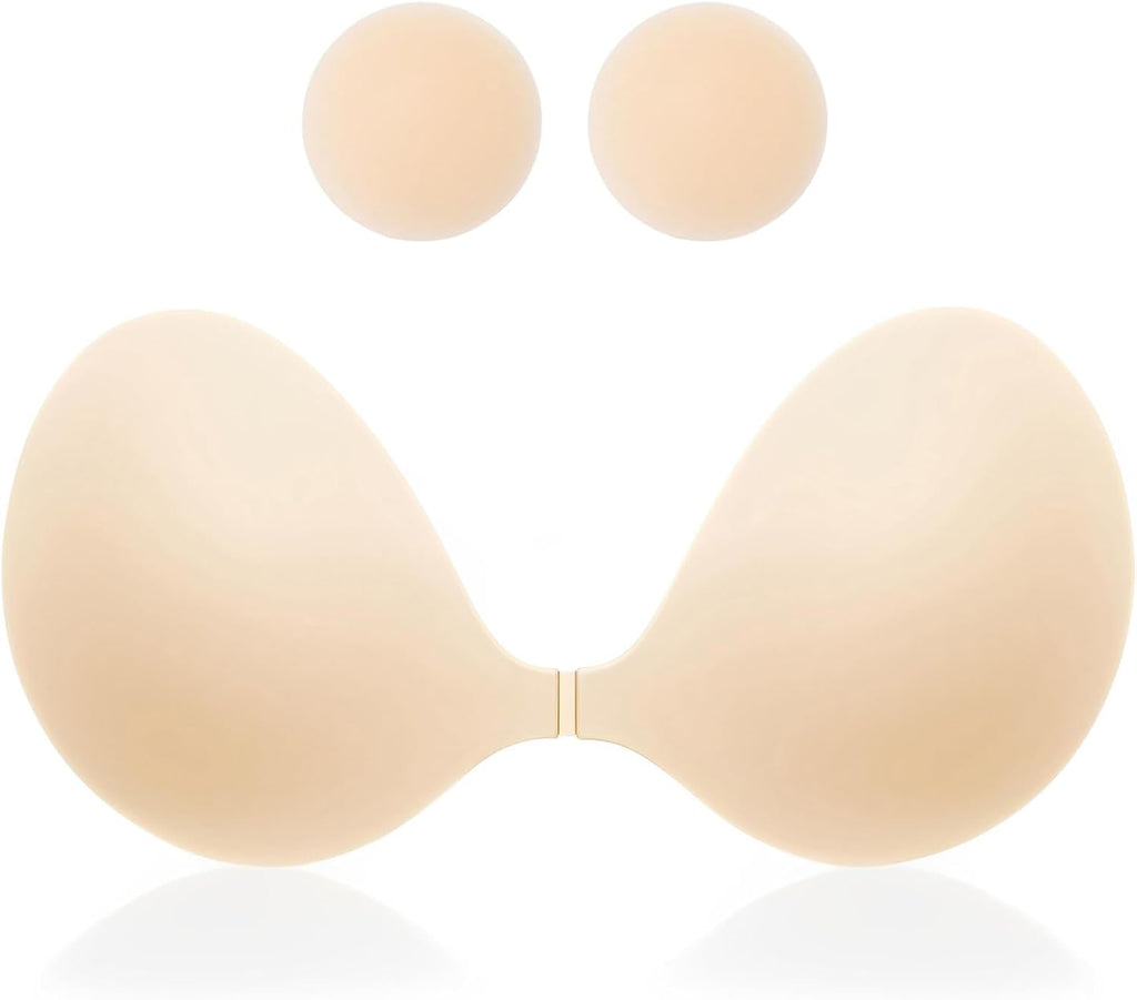 MITALOO 2026 Seamless Sticky Bra Slicone Adhesive Bra Push Up Invisible Strapless Backless Covers for Women