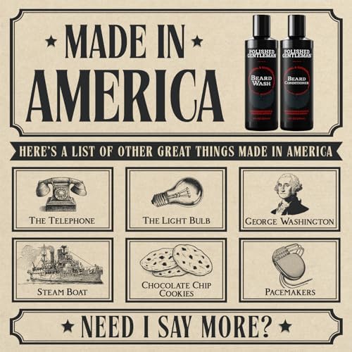 Polished Gentleman Beard Wash and Conditioner Set - Softens and Strengthens - Beard Shampoo with Growth Oil - Moisturizer & Beard Thickener - Tea Tree Unscented - Paraben-Free & Sulfate-Free (8oz)