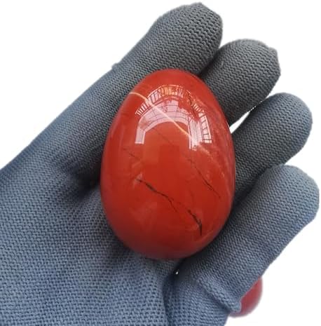 Natural Red Jasper Egg Shaped Meditation Chakra and Home Decor Balance Crystals and Healing Stones Statue Set,35 * 50mm Easter and Thanksgiving Gift,with Wooden Bracket