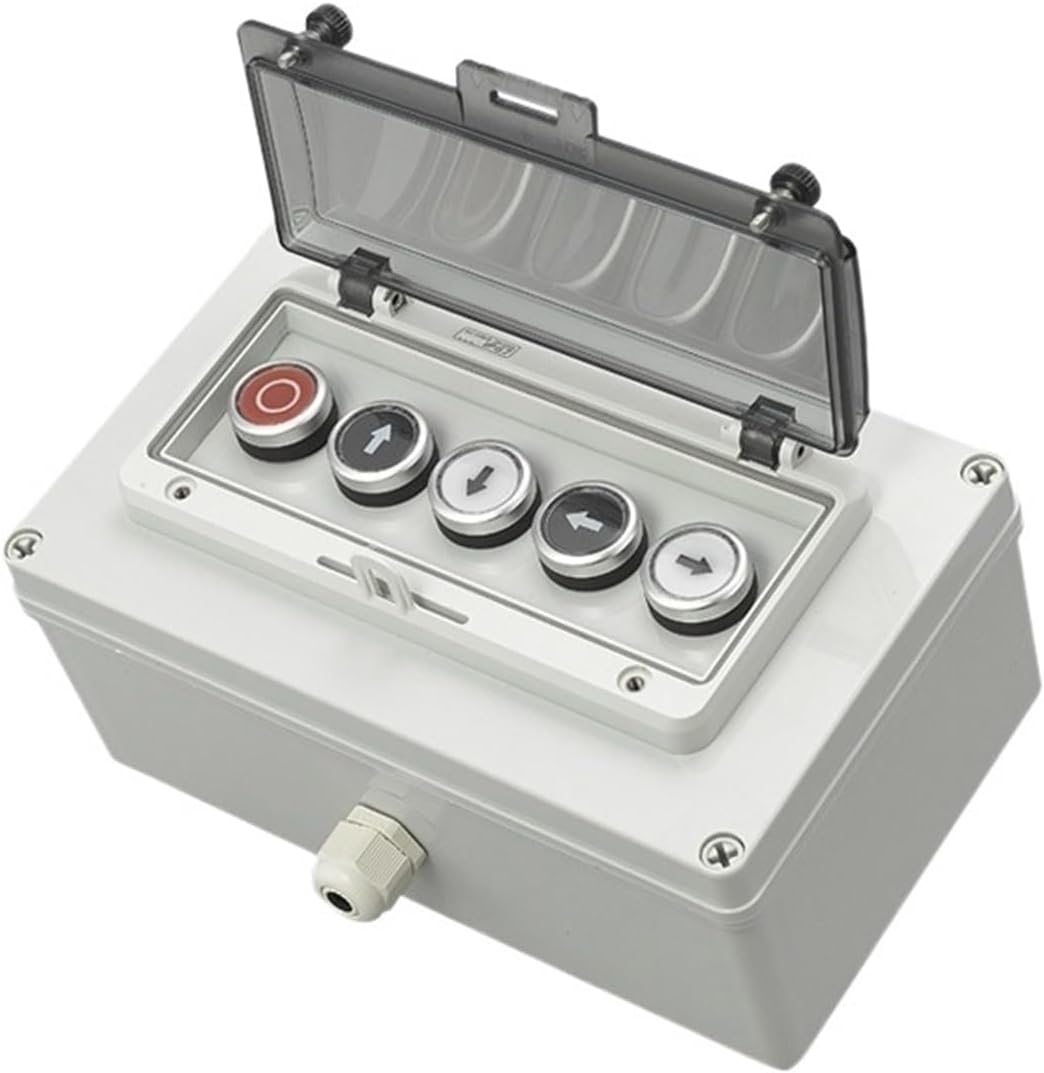 AC220V Outdoor Waterproof Button Control Switch Box Emergency Stop Start Indicator Light self-Recovery Switch Junction Box (Color : 5)