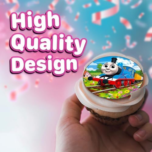 30 x Edible Cupcake Toppers – Thomas Train Themed Collection of Edible Cake Decorations | Uncut Edible on Wafer Sheet