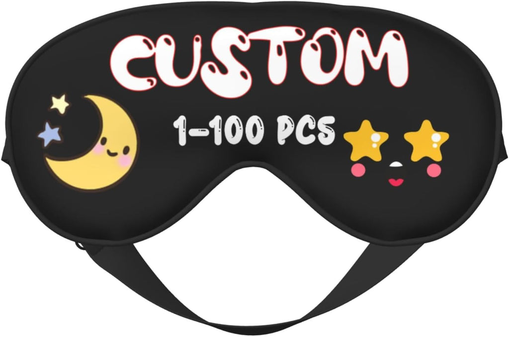 Custom Sleep Mask Add Your Design for Men & Women Personalized Eye Mask with Your Text Logo Image Customized Masks for Gifts Black