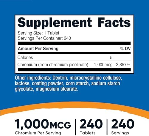 Nutricost Chromium 1000mcg, 240 Tablets - Gluten Free, Non-GMO