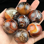 2pcs Natural Silk Agate Banded Ball Quartz Crystal Sphere Tumbled Gems Stone Dia.35MM(1.38inch)