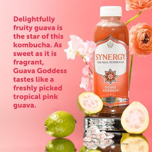 SYNERGY The Real Kombucha - Guava Goddess - 16 fl oz Bottle - Raw Probiotic Drink for Gut Health and Immune Support