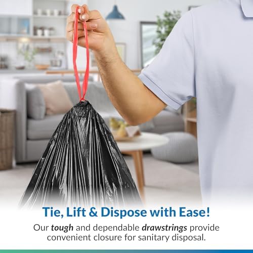 Reli. 30 Gallon Trash Bags Drawstring (25 Count) | Black Garbage Bags 30 Gallon Heavy Duty | Large for Home & Outdoor Use | Drawstring
