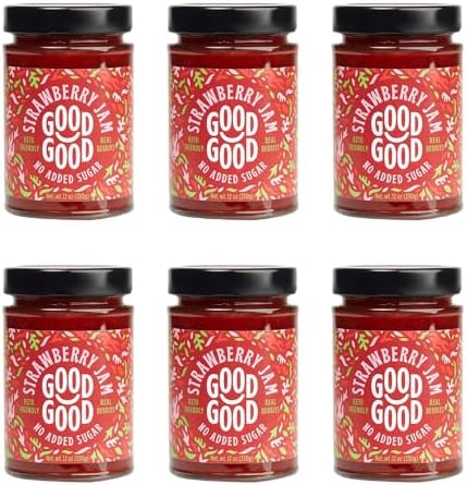 Good Good Sweet Strawberry Jam - Low Calorie, Low Carb & No Added Sugars - Keto Friendly Jelly - Vegan - Gluten Free - Preserves - 12 Ounce (Pack of 6)