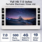 7 Inch Handheld Portable Digital Magnifier, 2-32X Zoom Foldable Handle with Enhanced 19 Color Modes, Video Digital Magnifier for Seniors, Low Vision, Books, Pages, Magazines