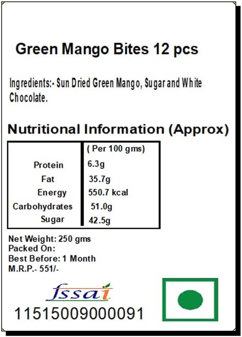 Ghasitaram Gifts Indian Sweets - Diwali Gifts - Diwali Sweets- Green Mango Bites 12 pcs