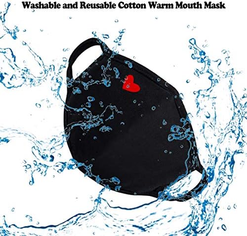 comfso Fashion Cute Heart Face Protection with Adjustable Nose Bridge - Gifts for Women, Unisex Cotton Cloth Heart Masks, Washable Reusable Warm for Outdoor Activities, Mothers Day Gifts