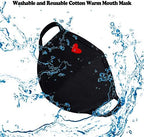comfso Fashion Cute Heart Face Protection with Adjustable Nose Bridge - Gifts for Women, Unisex Cotton Cloth Heart Masks, Washable Reusable Warm for Outdoor Activities, Valentines Day