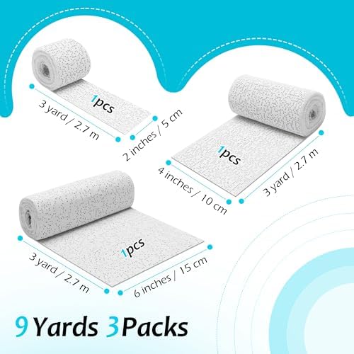3 Packs 54FT Plaster Cloth Rolls 2,4,6 Inches Wide, Paris for Crafts Strips White Bandages for Art Paper Sheets, Body Casting and Art Project