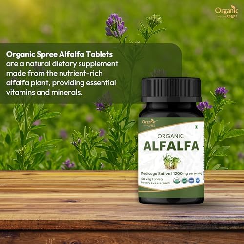 Alfalfa 120 Tablets | Medicago Sativa (Alfalfa) | USDA Organic Certified | Superfood Supplement with Vitamins and Minerals* | Dietary Supplement 120tab