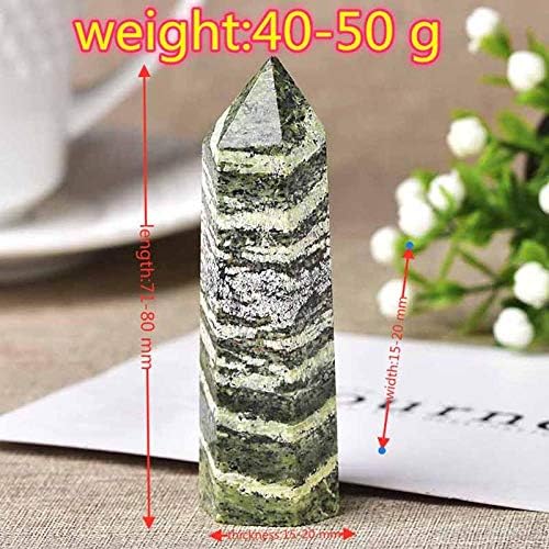 1PC Natural Zebra-Stripe Hexagonal Column Crystal Point Wand Mineral Crystal Home Decoration Stone Study Room Decoration-Zebra-Stripe Green_71-80mm