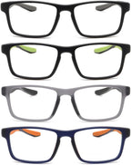 4 Pack Sport Reading Glasses for Women & Men, Computer Blue Light Blocking Comfort Fit Anti-Glare Readers