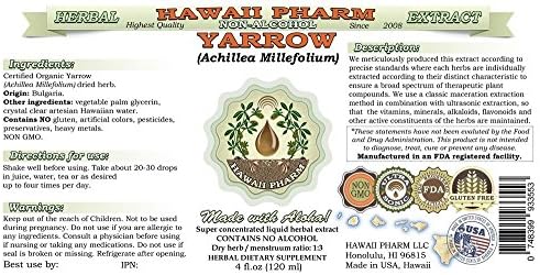 Hawaii Pharm Yarrow Alcohol-Free Liquid Extract, Professional Grade, Small Batch Crafted Yarrow (Achillea millefolium) Dried Herb Glycerite Natural Herbal Supplement, 2 fl.oz