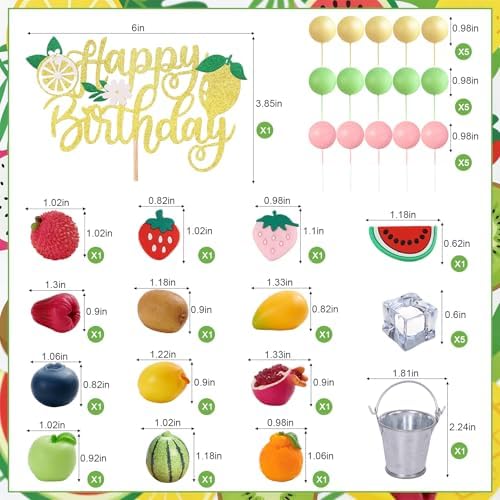 35PCS Fruit Cake Topper Fruit Cake Decoration for Baby Shower Party Supplies