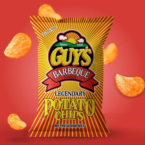 Guys BBQ Potato Chips – Healthy & Salty Snacks with a Unique Blend of Spices – Natural Potato Snack Chips – Pantry Essentials for Lunch, Snacking, or On-the-Go Munching (8 oz Bag, Pack of 15)