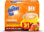 Jamaica Mountain Peak Caramel 3 in 1 Instant Coffee Mix, Coffee Creamer and Cane Sugar (10 Sachets x 24g), Rich Caramel Flavor, Smooth and Creamy, Just Add Water