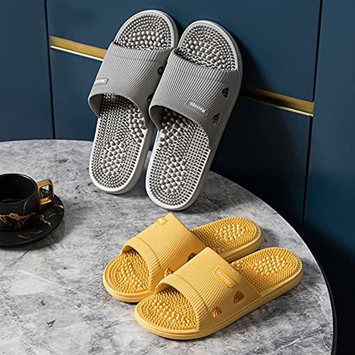 Acupressure Massage Slippers for Plantar Fasciitis for Women Acupuncture Slippers Arthritis Neuropathy Pain Relief Non-Slip Massage Sandals Women Stress Relief Gifts for Bath (US Men 8.5-9.5, Grey)