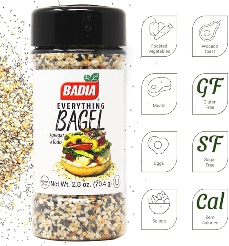 Badia Everything Bagel Seasoning Blend, 2.8 oz - Sesame Seed, Poppy Seed, Garlic, Onion and Salt