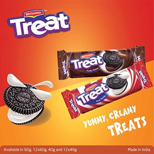Britannia Treat Choco Sandwich Biscuits 3.52oz (100g) - Breakfast & Tea Time Snacks - Delicious Grocery Cookies (Pack of 6)