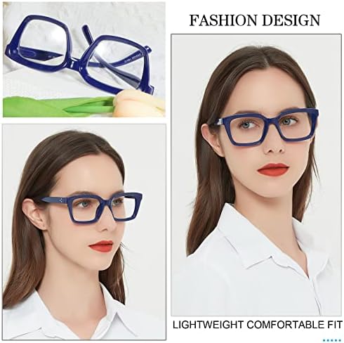MARE AZZURO Oversized Reading Glasses Women Retro Square Readers 100 125 150 175 200 225 250 275 300 350 400 500 600 (Solid blue, 1.75)