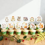 48pcs Woodland Animal Cupcake Toppers, Animals Theme Baby Shower Decorations for Boys Girls Birthday Party