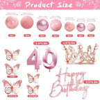 40th Birthday Cake Topper Set, Rose Gold Balls Cake Toppers with Happy Birthday Crown Tiara, Numeral 40 Candle and Birthday Candles for 40 Birthday Party Decorations (40th)