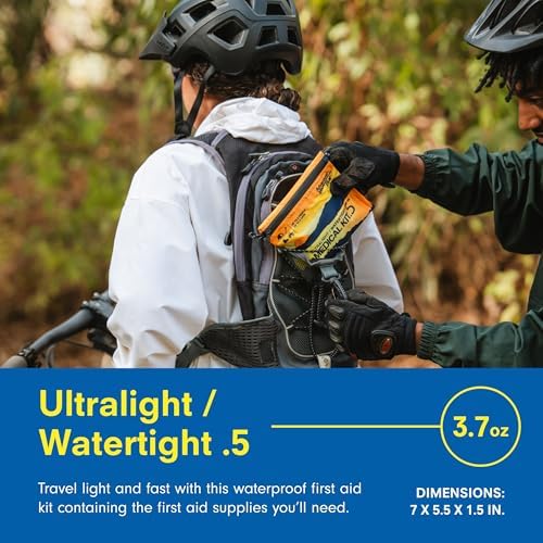 Adventure Medical Kit Ultralight/Watertight Medical Kit .5 - Up to 2 People, Up to 2 Days - Includes Bandages, Blister Essentials & More - Perfect for Hiking, Biking & Climbing