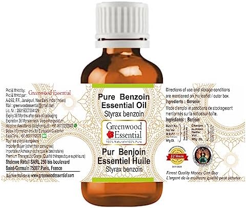 Greenwood Essential Benzoin Essential Oil (Styrax Benzoin) Pure | Viscous Texture | Rich Aroma | Unisex | All Skin Types |Natural Extract Steam Distilled 50ml (1.69 oz)