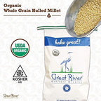 Great River Milling Organic Hulled Millet | Whole Grain Ancient Grain | Gluten-Free, High-Fiber Superfood | Non-GMO, Kosher Certified | Ideal for Salads, Porridge & Baking | 25 Lb (Pack of 1)