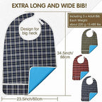 Toulite 3 Pcs Adult Bibs for Eating Extra Large Adult Bibs for Elderly Men Waterproof Adults Bib with Crumb Catcher