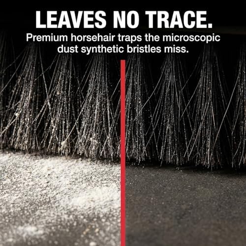 Pure Horsehair Push Broom Head, 18 inches, Heavy Duty Wood Block with 2 Threaded Holes - Clean up Dust and fine Debris for Home or Industrial Use, Fine Premium Bristles