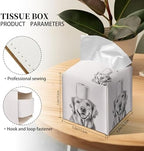 Grace Yonks Cute Golden Retriever Dog Tissue Box Cover Square, Toilet Paper Cube Case for Facial Tissues, 5.2" PU Leather(063)