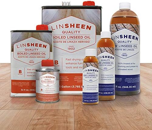 LinSheen Boiled Linseed Oil – Fast Drying Flaxseed Wood Treatment to Rejuvenate and Restore Outdoor and Indoor Wood Furniture, Floors and Sports Equipment, Quart