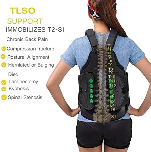 TLSO Thoracic Full Back Brace for Men Women for Kyphosis, Post Op Recovery, Compression Fractures, Scoliosis, DDD, Herniated Discs, Adjustable Thoracic Lumbar Spine Support(Size M)