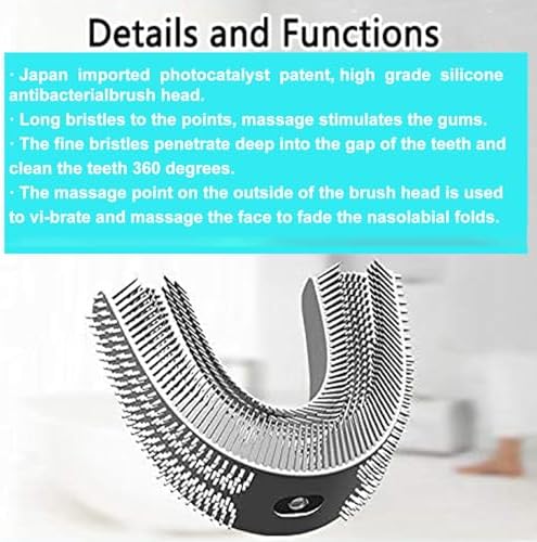 2 Pcs Silicone U-Shaped Toothbrush Replacement Head Compatible with Ultrasonic Toothbrush,360 Degree Silicone Head for Teeth Cleaning, Sonic Toothbrush Tool Head Accessories for Adults