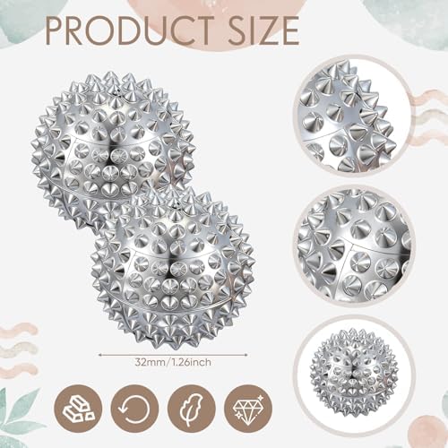 6 Pcs Magnetic Massage Ball for Adults Spiky Massage Ball for Hand Exercise, Pain Pressure and Stress Relief Christmas Gifts for Stocking Stuffers(Silver)