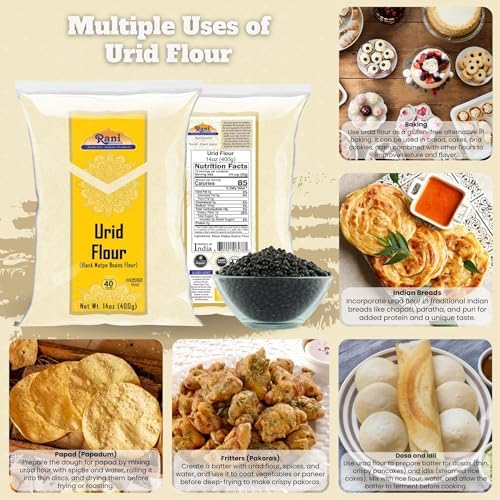 Rani Urid/Urad Flour (Black Matpe Beans Flour) 14oz (400g) ~ All Natural | Vegan | Gluten Friendly | NON-GMO | Kosher | Indian Origin