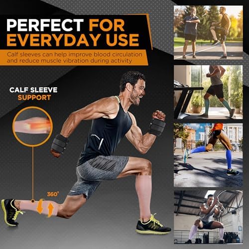 Doc Miller Compression Calf Sleeve for Men & Women – 20-30mmHg Graduated Support for Running, Shin Splints, Calf Strain – Knee High, Small to 6XL Plus Size