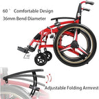Ultra Lightweight Folding Wheelchair 300lbs Capacity, All Terrain Self-Propelled Manual Wheelchair for Adults with Anti-Tipping Wheels, Breathable Cushion & Detachable Footrest