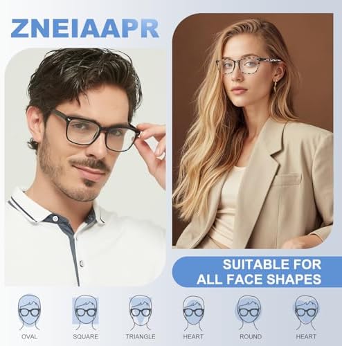 Nearsighted Myopia Glasses for Men Women, Blue Light Distance Glasses with Spring Hinge