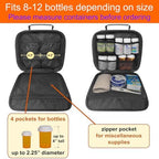 Medium Travel Pill Bottle Organizer, Slim Medicine Bag, Carrier for Medications and Medical Supplies - Black
